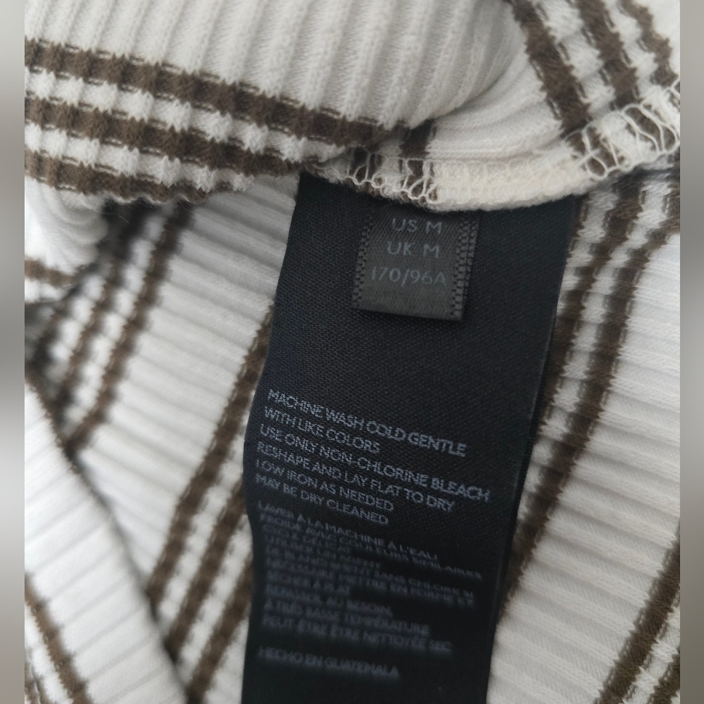 Daily Practice Anthrologie Ribbed Striped Brown White Vneck Size Medium - Picture 5 of 9